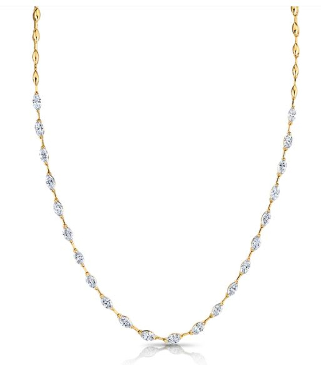 Hyde Park Collection 18K Yellow Gold Marquise Diamond Necklace-58234 Product Image