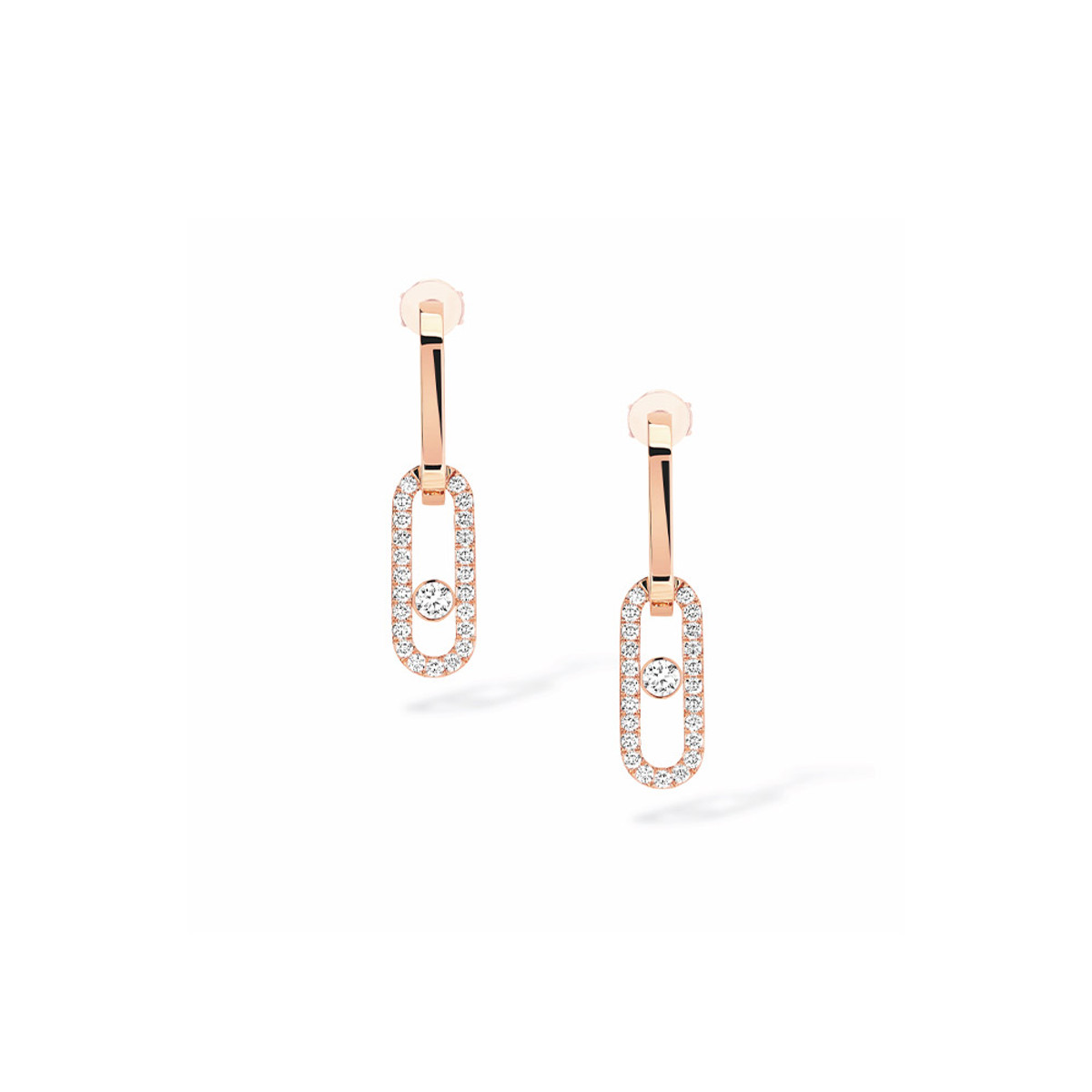 Messika 18K Rose Gold Move Link Diamond Earrings-56197