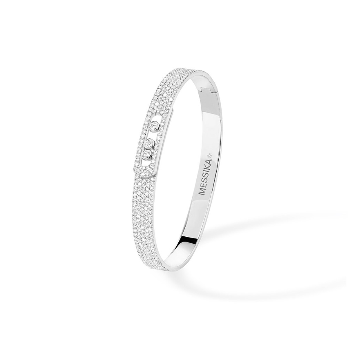 Messika 18K White Gold Move Noa Diamond Full Pave Bangle-56321