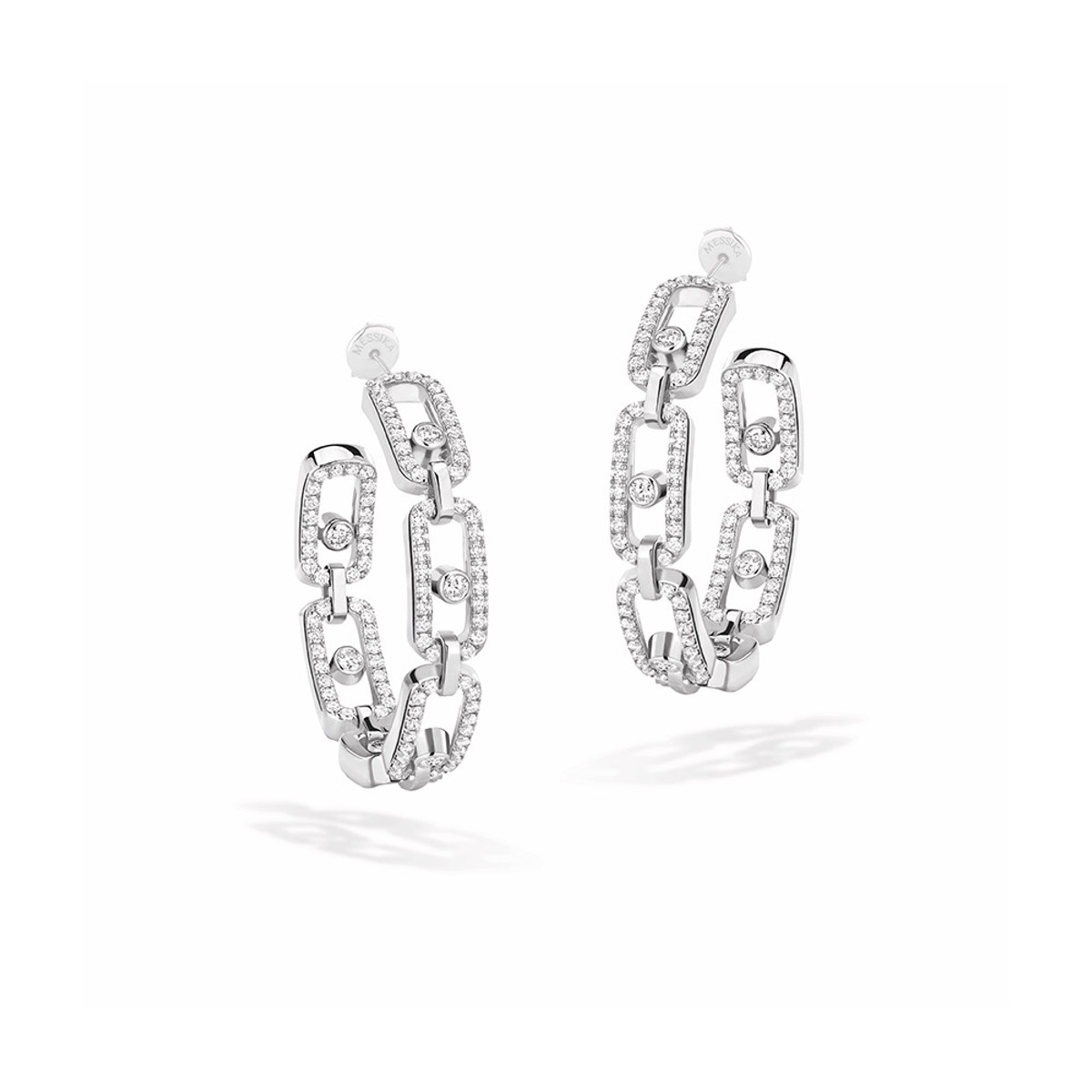 Messika 18K White Gold Move Link Diamond Hoop Earrings-56318