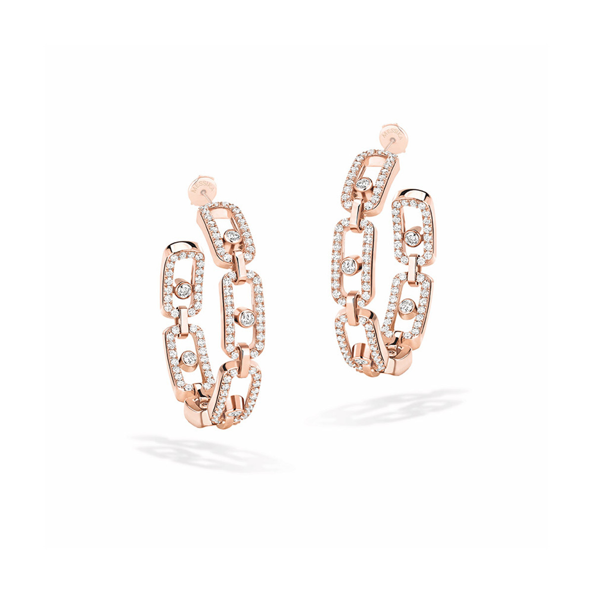 Messika 18K Rose Gold Move Link Diamond Hoop Earrings-56317