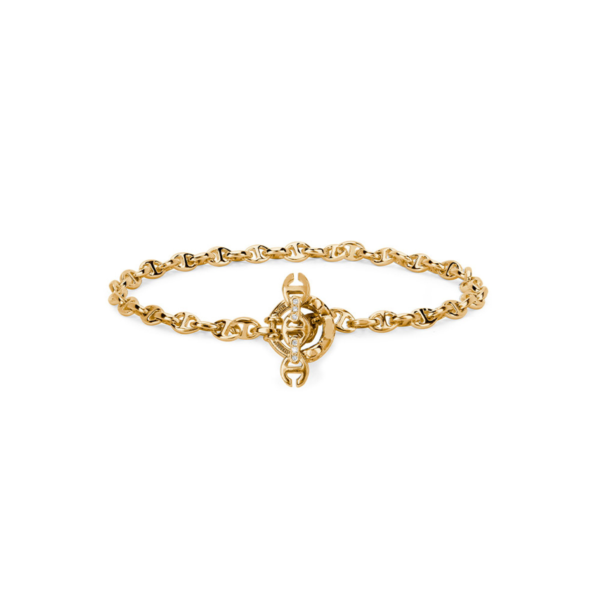 Hoorsenbuhs 18K Yellow Gold Open Link 3MM Toggle Diamond Bracelet-57466 Product Image