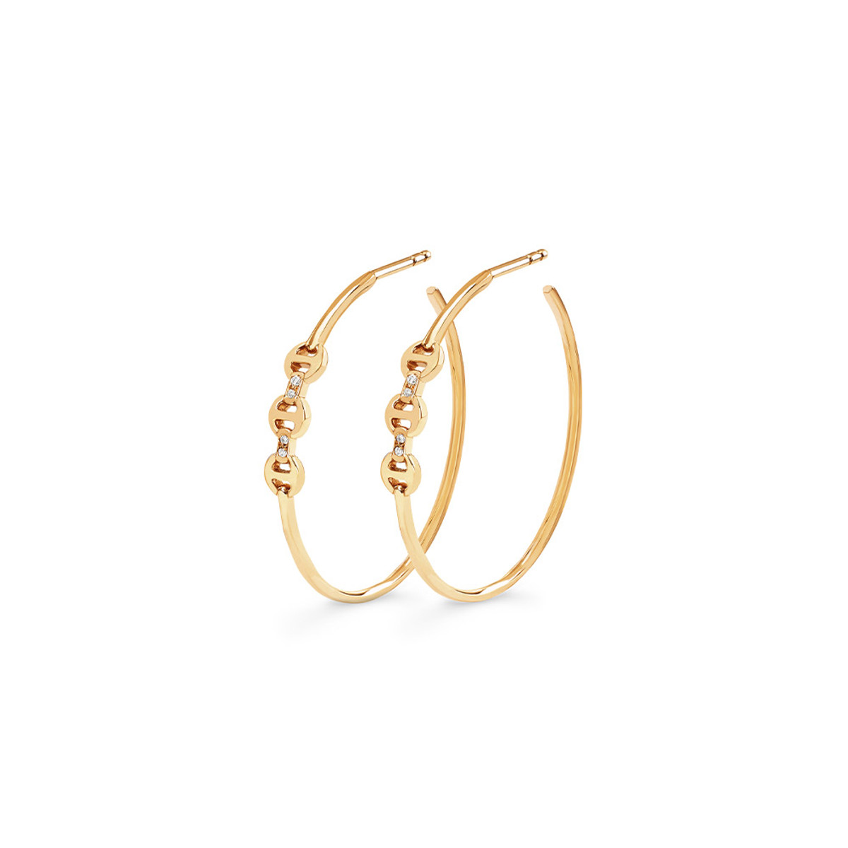 Hoorsenbuhs 18K Yellow Gold Hoops Earrings with Mini Diamond Bridges-57473 Product Image