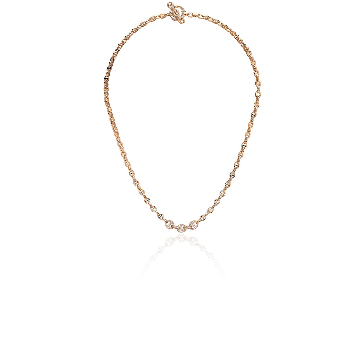 Hoorsenbuhs 18K Yellow Gold 3MM Open-Link Necklace with 5 Link Pave-57479 Product Image