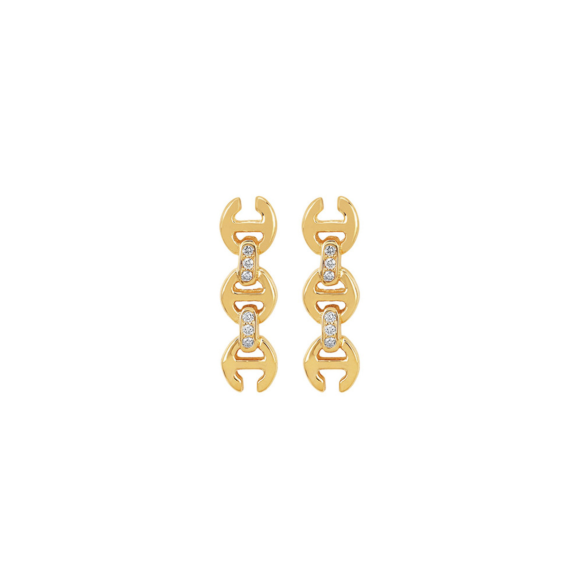 Hoorsenbuhs 18K Yellow Gold 3MM Toggle Stud Earrings with Diamonds-57476