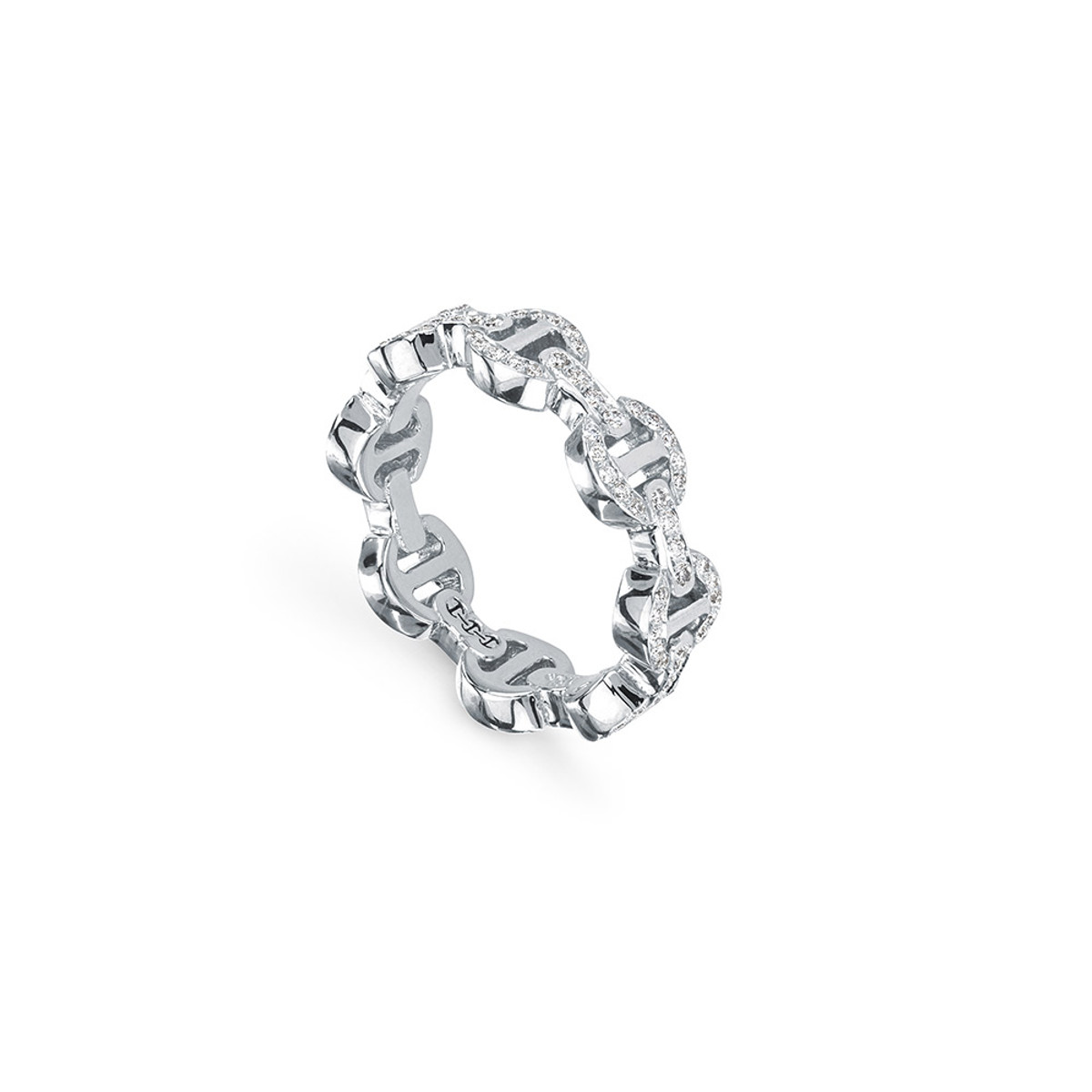 Hoorsenbuhs 18K White Gold Heritage Dame Diamond Tri-Link Antiquated Ring-57482