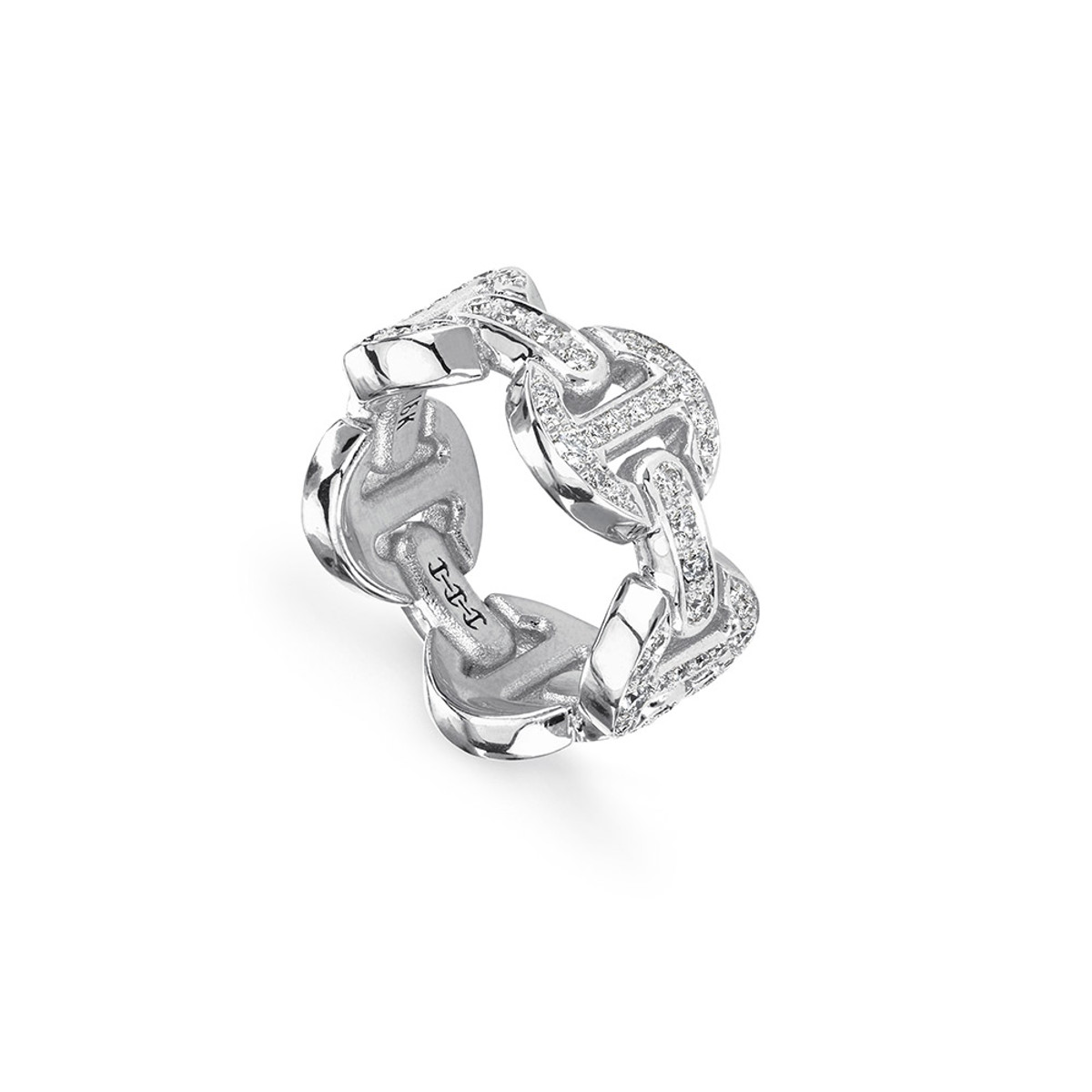 Hoorsenbuhs 18K White Gold Heritage Dame Classic Diamond Tri-Link Antiquated Ring-57484 Product Image