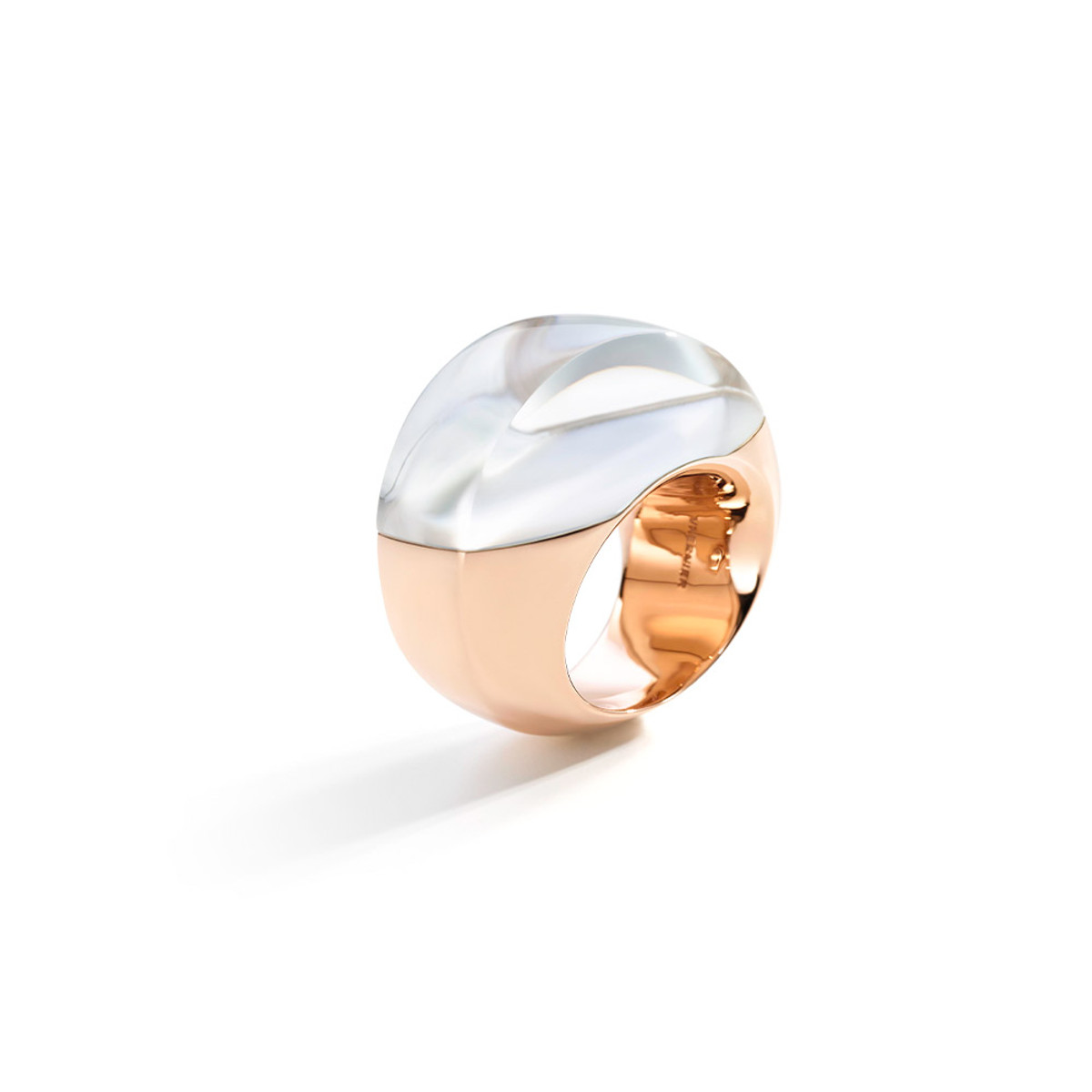 Vhernier 18K Rose Gold Aladino Mother of Pearl and Rock Crystal Ring-53497 Product Image