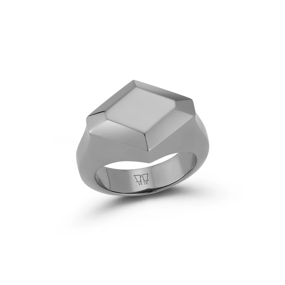 Walters Faith Quentin Sterling Silver and Black Rhodium Faceted Hexagon Signet Ring- Size 8.5-56159 Product Image