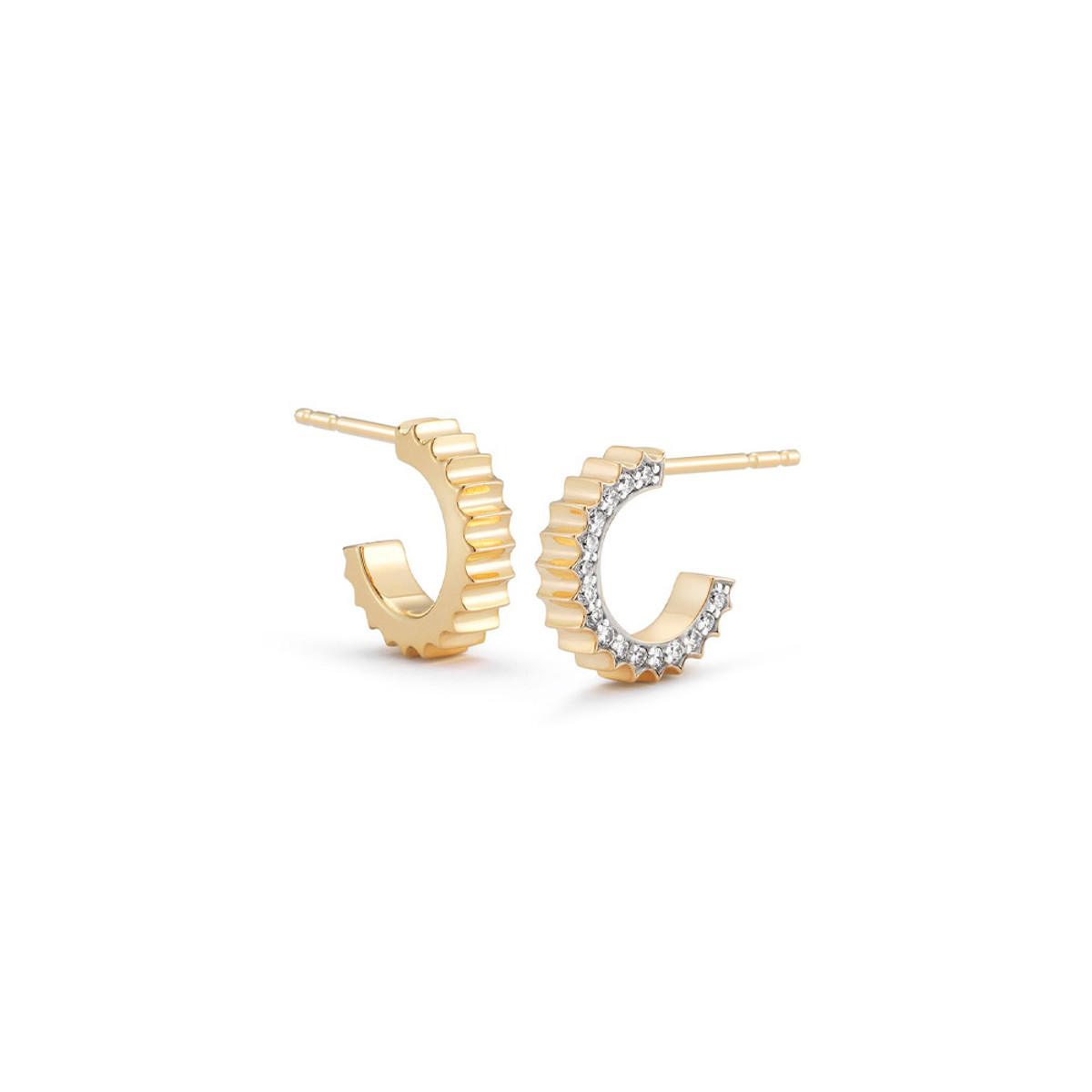 Walters Faith Clive 18K Yellow Gold and Diamond Fluted Huggie Earring-56179 Product Image