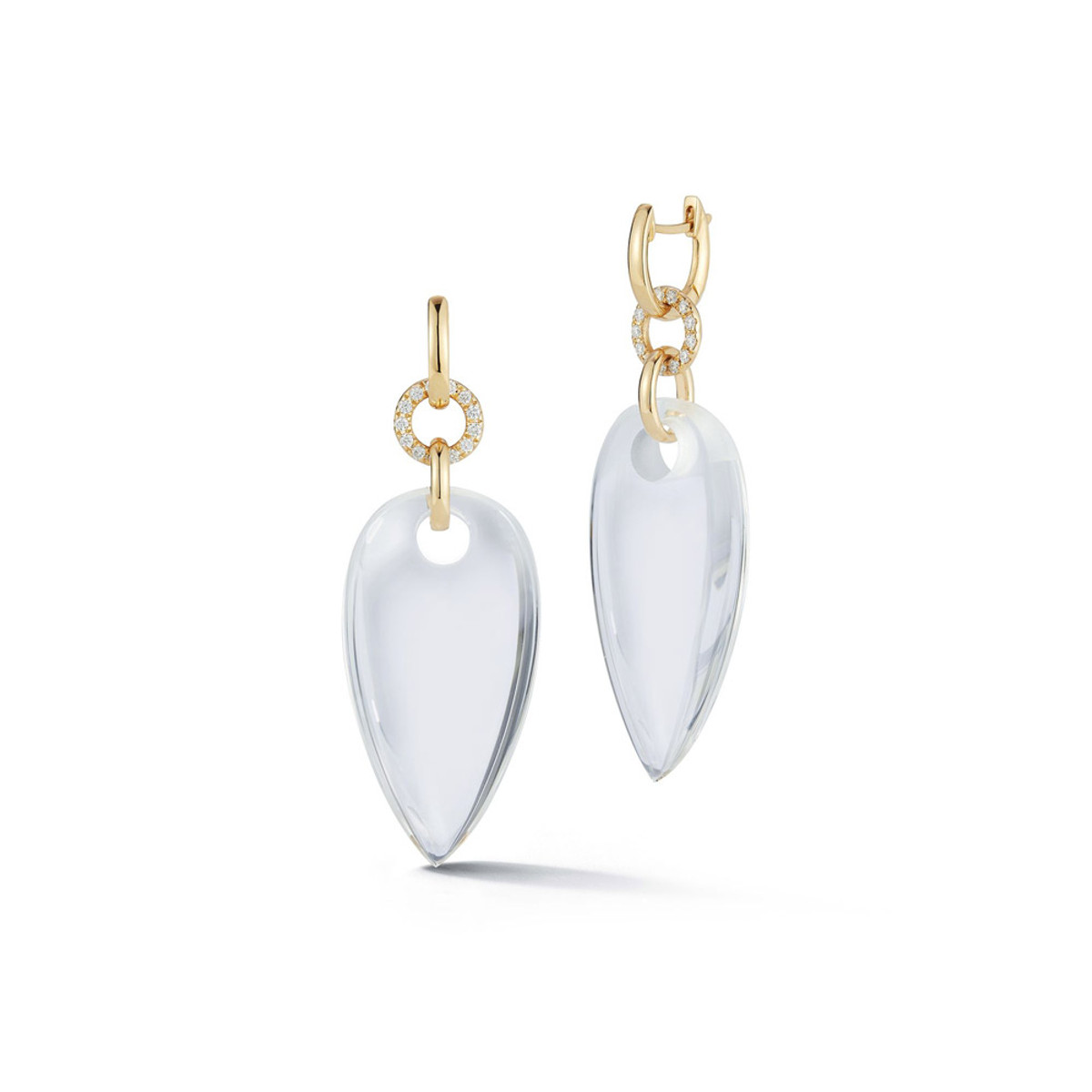Walters Faith Bell 18K Yellow Gold Diamond and Rock Crystal Reverse Pear Shape Drop Earring-56188