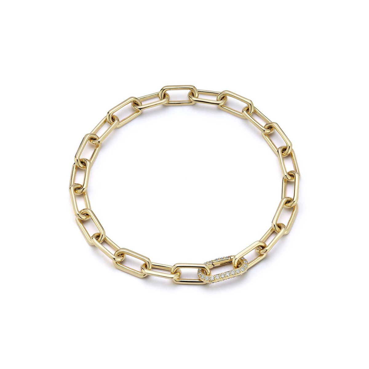 Walters Faith Saxon 18K Yellow Gold Chain Link Bracelet with Diamond Elongated Spring Loaded Clasp-56174