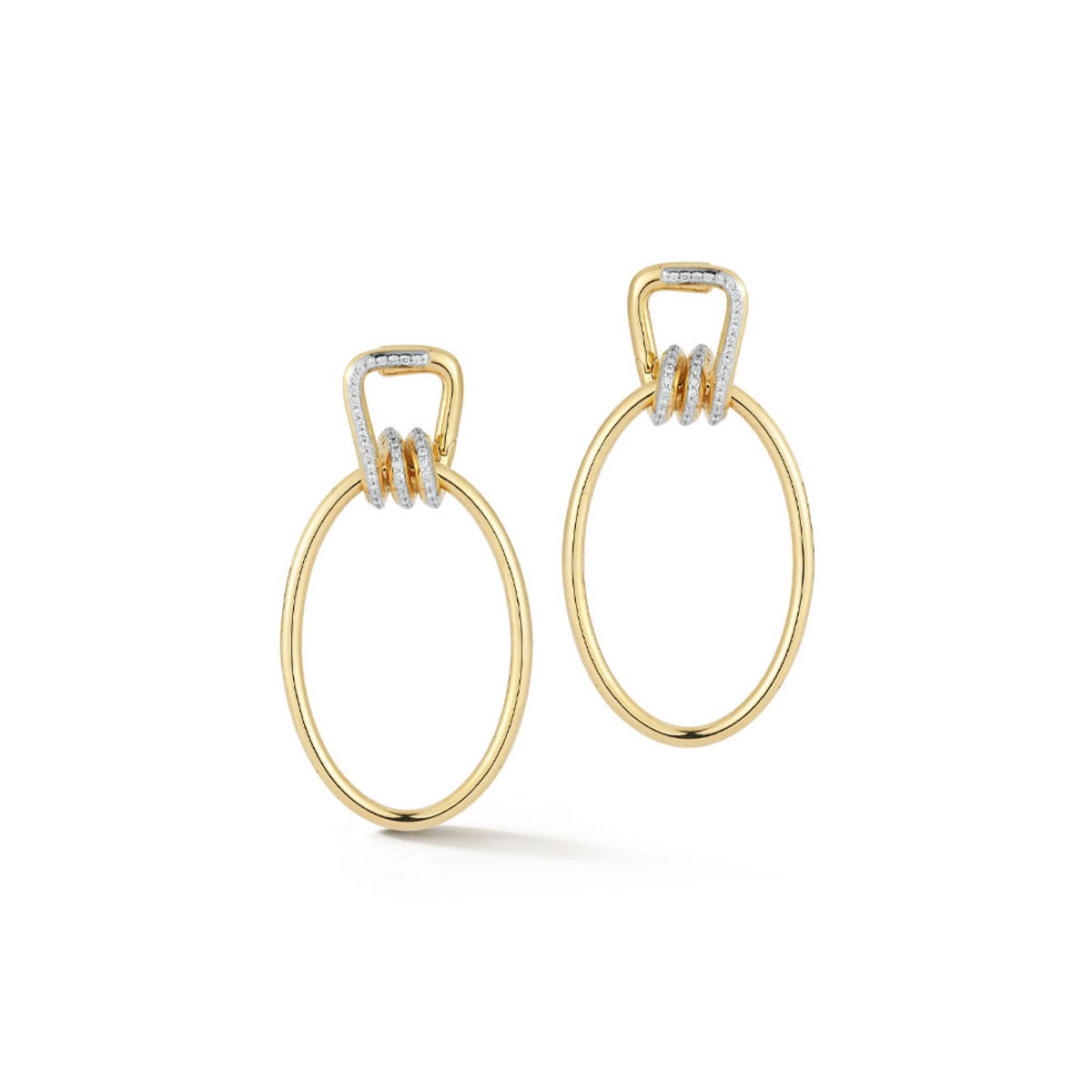 Walters Faith Huxley 18K Yellow Gold and Diamond Coil Link Earrings-56193