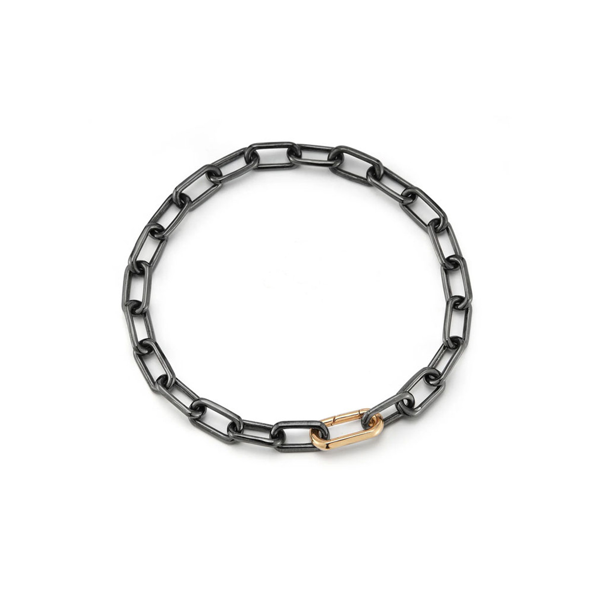 Walters Faith Saxon 18K Black Rhodium Link Bracelet with 18K Rose Gold Elongated Spring Clasp-56162 Product Image