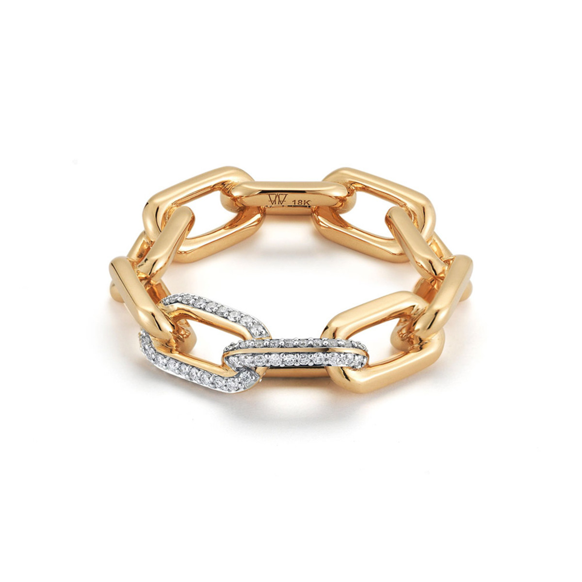 Walters Faith Saxon 18K Yellow Gold Double Diamond Large Chain Link Ring, Size 6.5-56170 Product Image