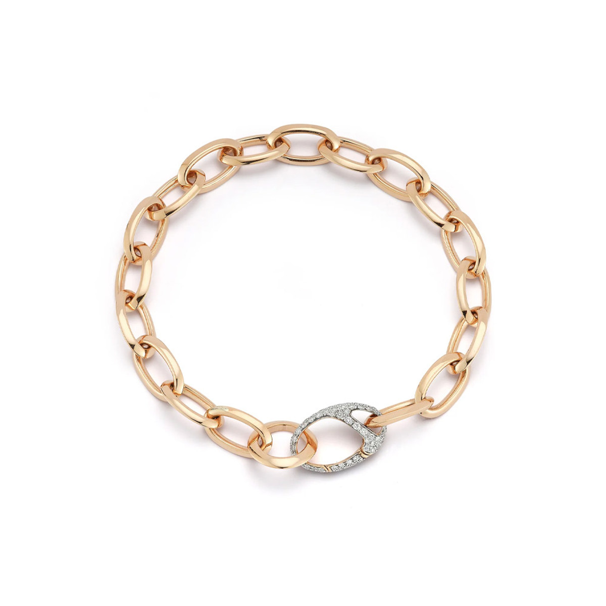 Walters Faith Garnett 18K Rose Gold Chain Link Bracelet with Diamond Oval Clasp-56960