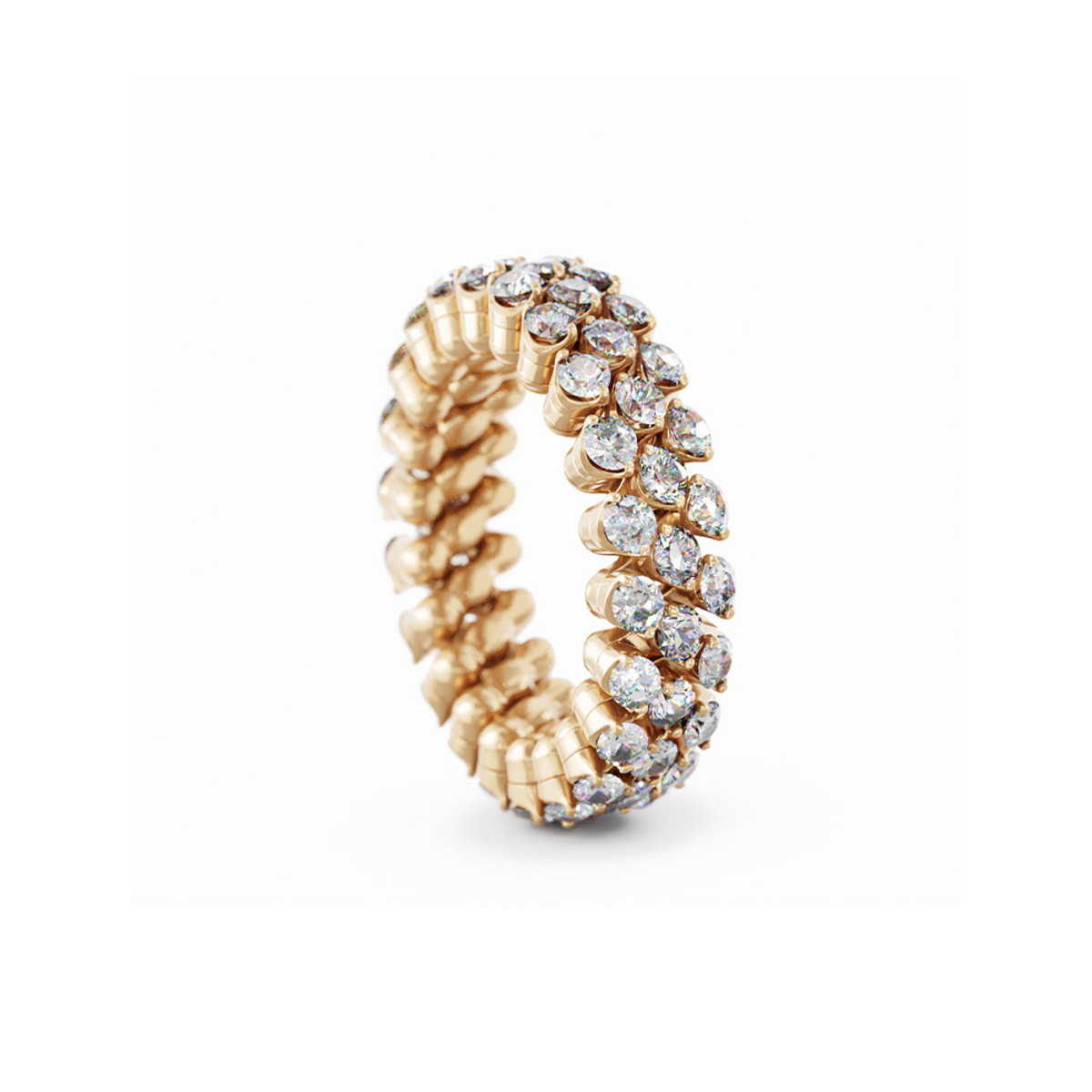 Serafino Consoli 18K Rose Gold Diamond 3-Row Multi Size Ring-56559