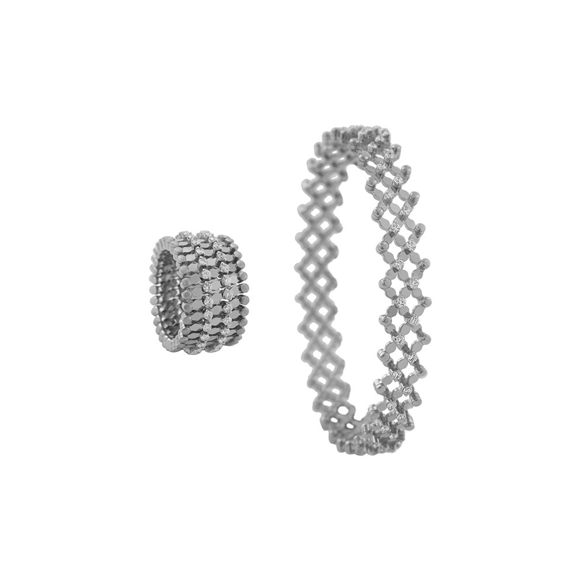 Serafino Consoli 18K White Gold Diamond 7-Row Ring Bracelet-56549