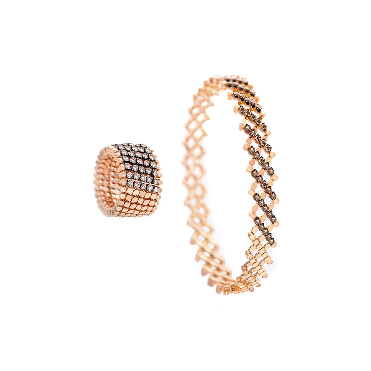 Serafino Consoli 18K Rose Gold Diamond 7-Row Ring Bracelet-56554