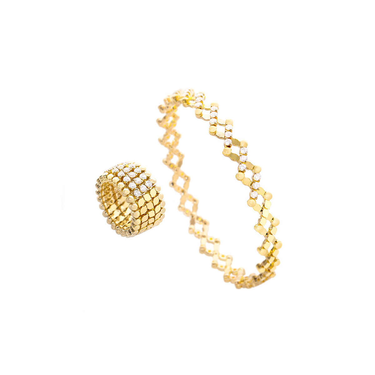 Serafino Consoli 18K White & Yellow Gold Diamond 5-Row Ring Bracelet-56555