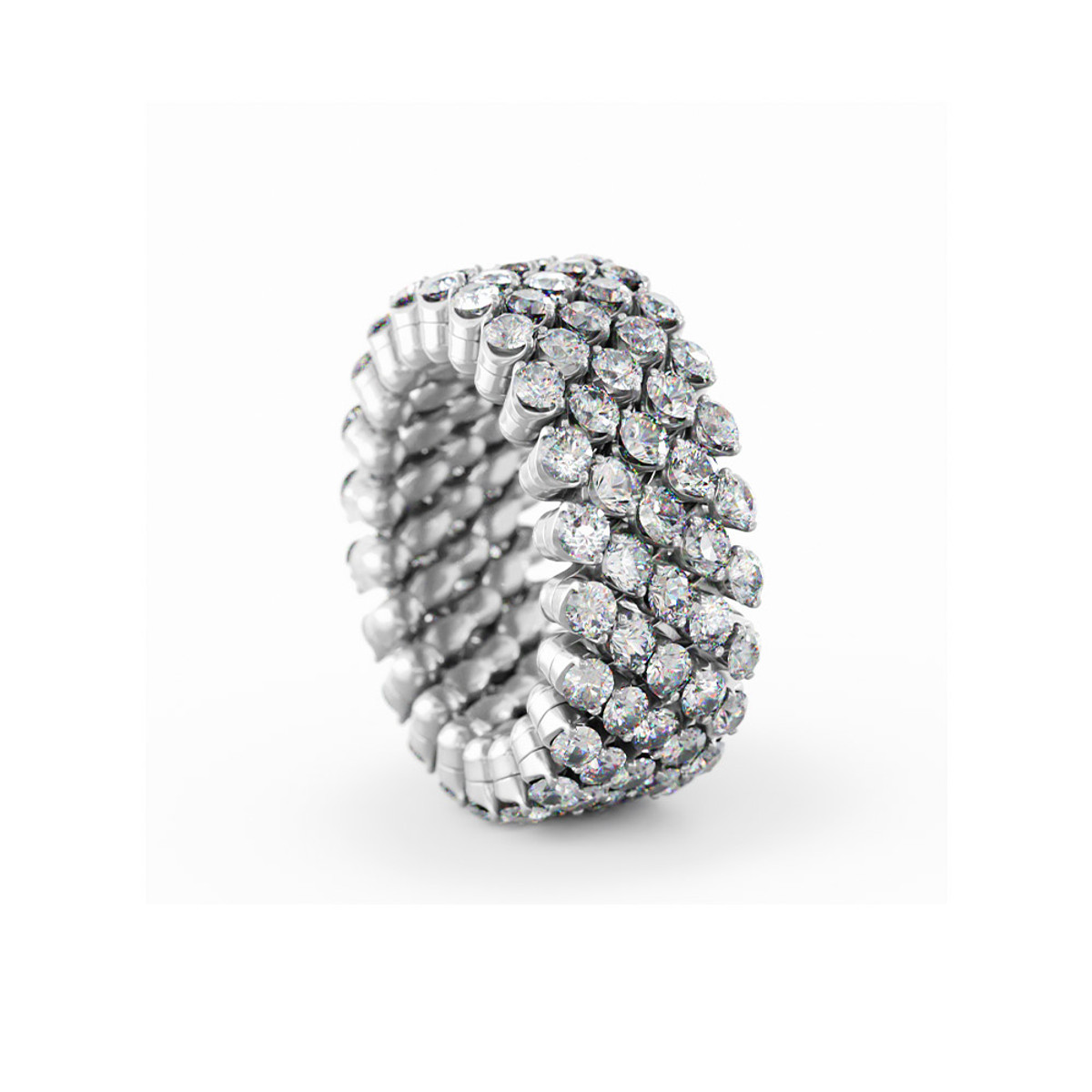 Serafino Consoli 18K White Gold Diamond 5-Row Multi Size Ring-56560