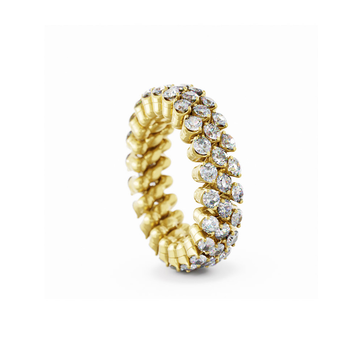 Serafino Consoli 18K Yellow Gold Diamond 3-Row Multi Size Ring-56558 Product Image