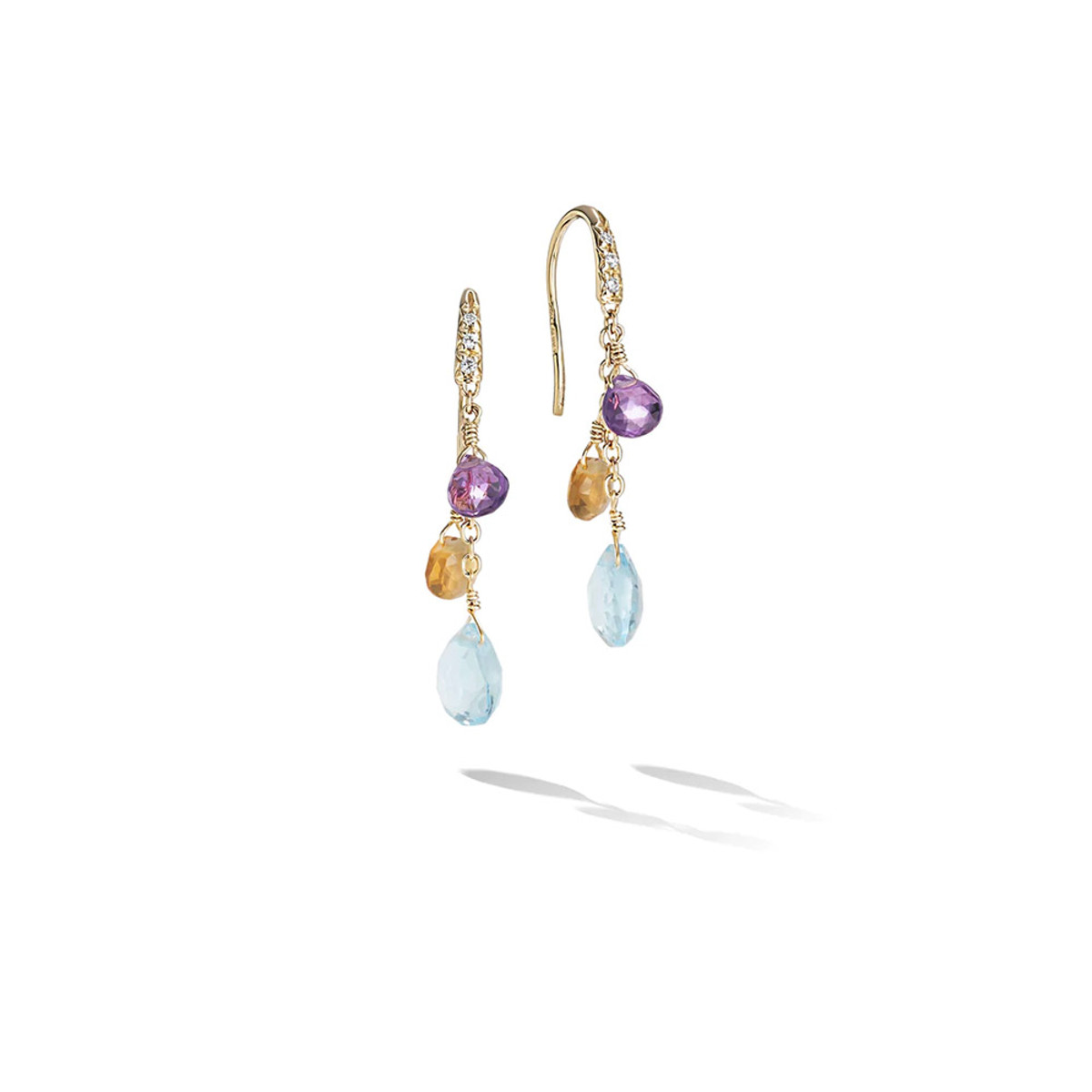 Marco Bicego Paradise 18K Yellow Gold Gemstone Earrings With Diamonds, Blue Topaz Accents-54721