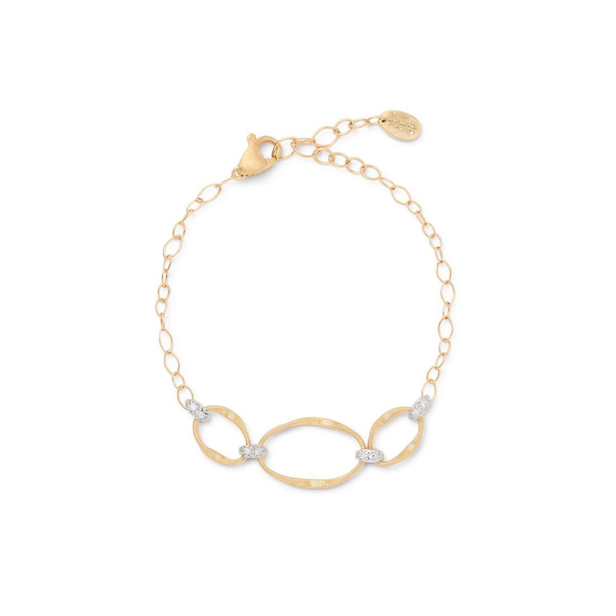Marco Bicego Marrakech Onde 18K Yellow Gold and Diamond 3-Link Station Bracelet-54714 Product Image