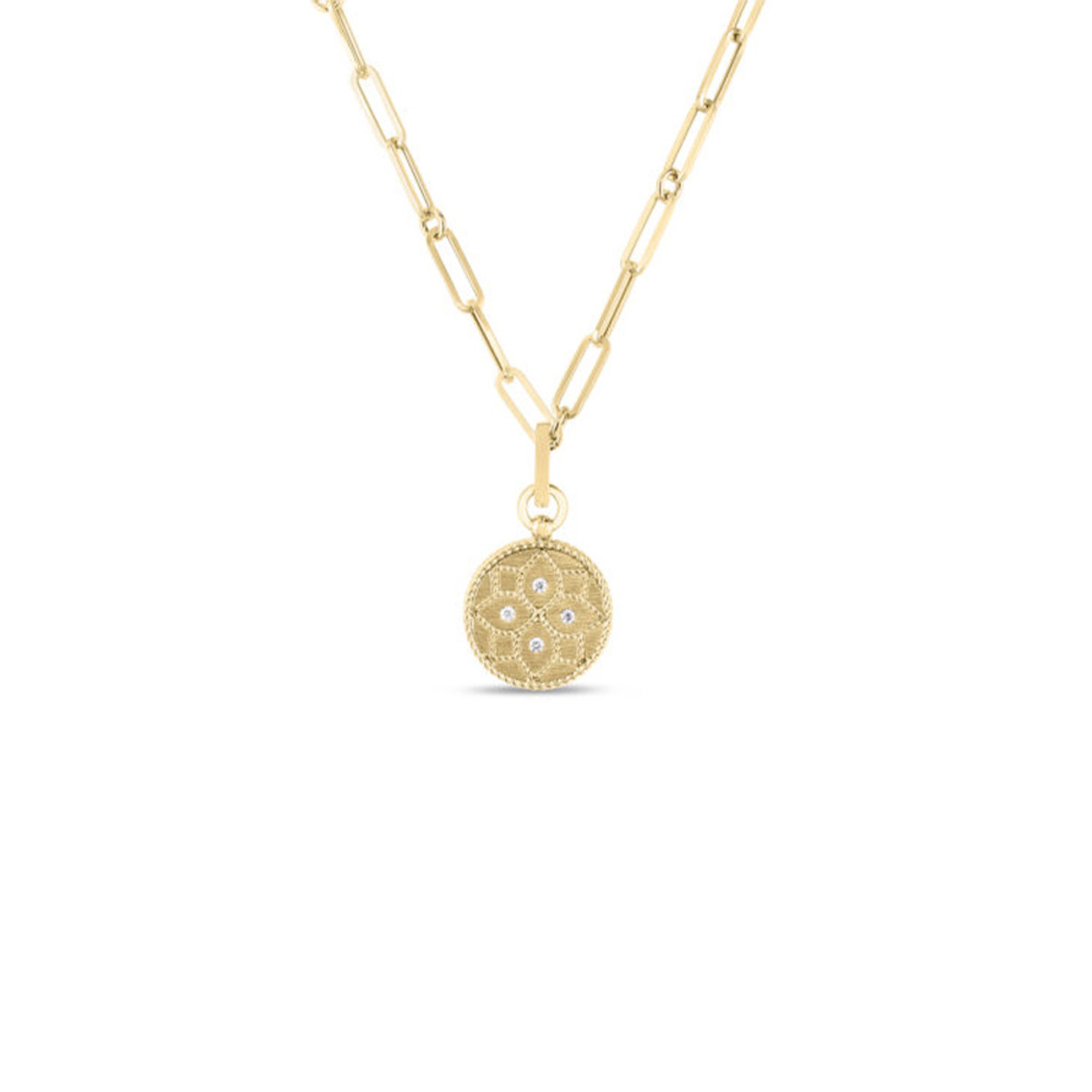 Roberto Coin 18K Yellow Gold Venetian Princess Small Diamond Medallion Necklace-51409