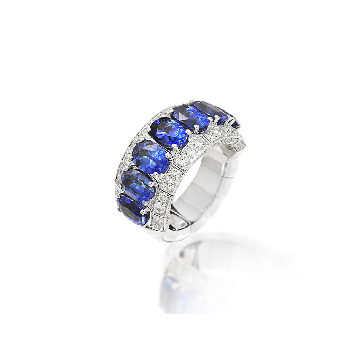 Picchiotti 18K White Gold XPANDABLE Sapphire and Diamond Ring-57113 Product Image