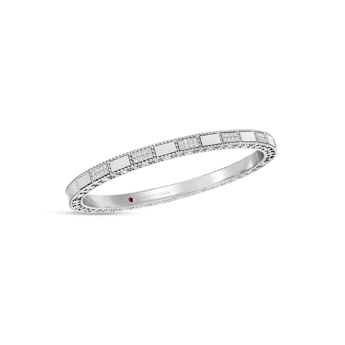 Roberto Coin 18K White Gold Mosaic Diamond Bangle-57351 Product Image