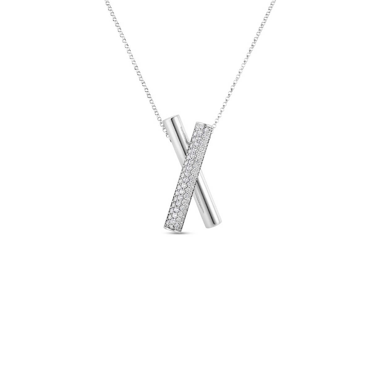 Roberto Coin 18K White Gold Domino Diamond Necklace-57382