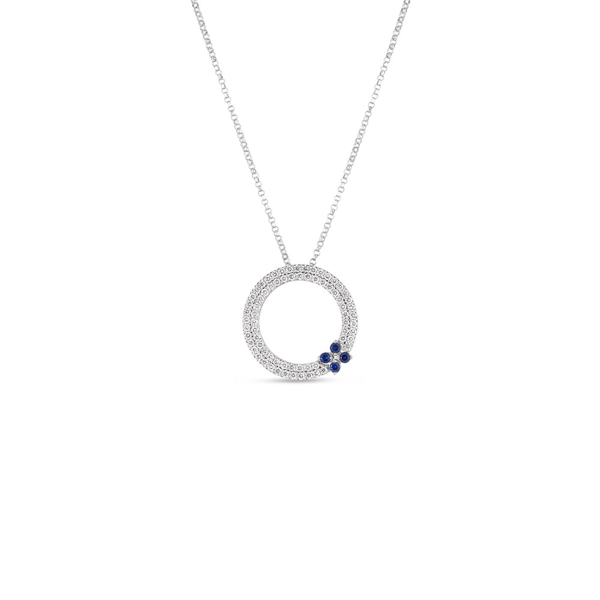 Roberto Coin 18K White Gold Love in Verona Diamond and Sapphire Necklace-57384 Product Image