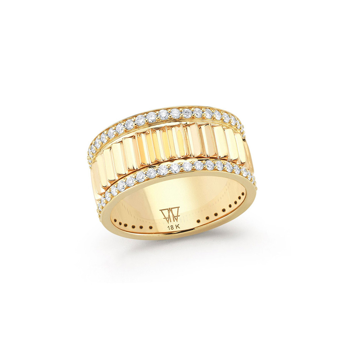Walters Faith Clive 18K Yellow Gold and Diamond Fluted Ring-56169