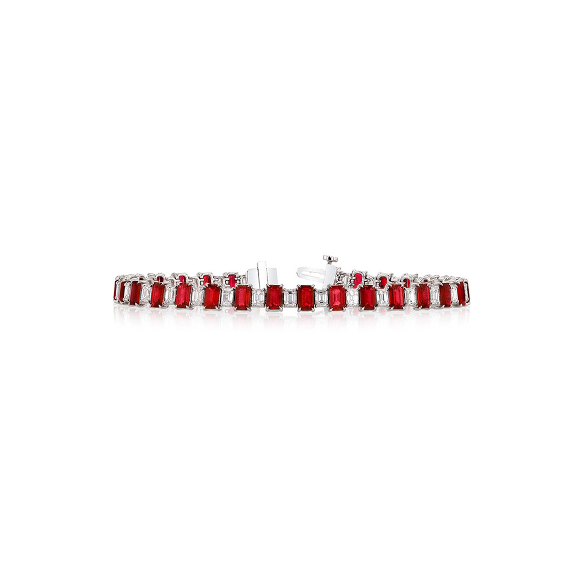 Hyde Park Collection 18K White Gold Ruby and Diamond Line Bracelet-57829