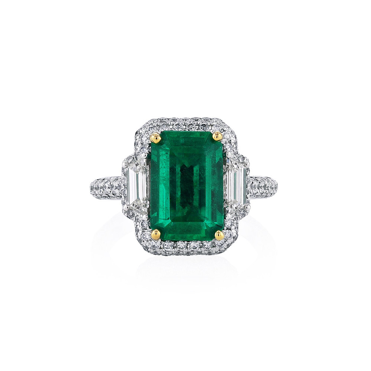 Hyde Park Collection Platinum Emerald and Diamond Ring-57727 Product Image