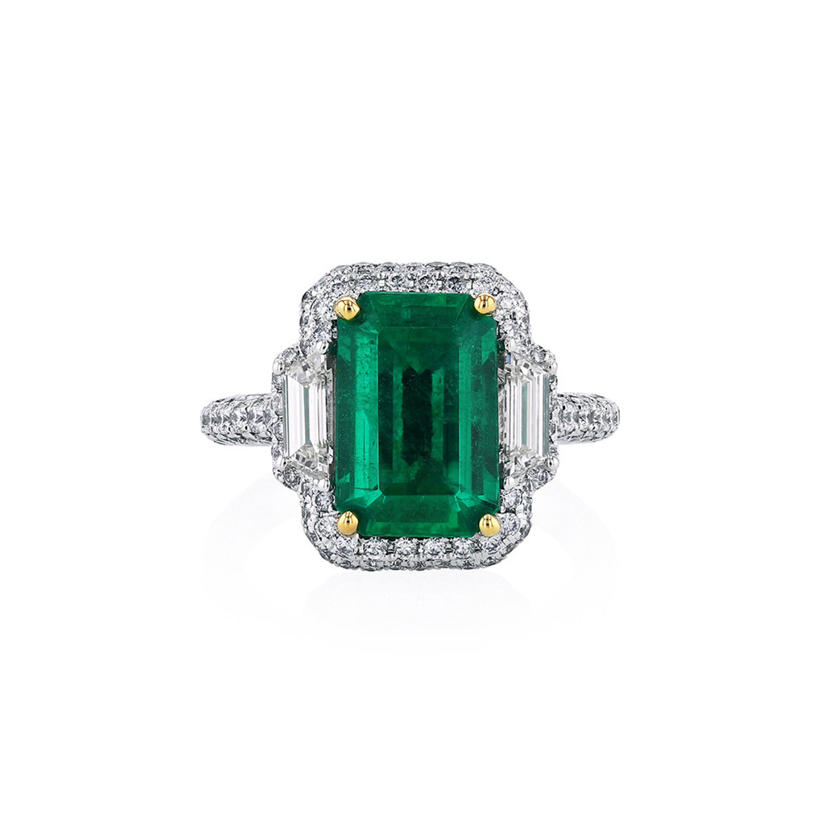 Hyde Park Collection Platinum Emerald and Diamond Ring-57727