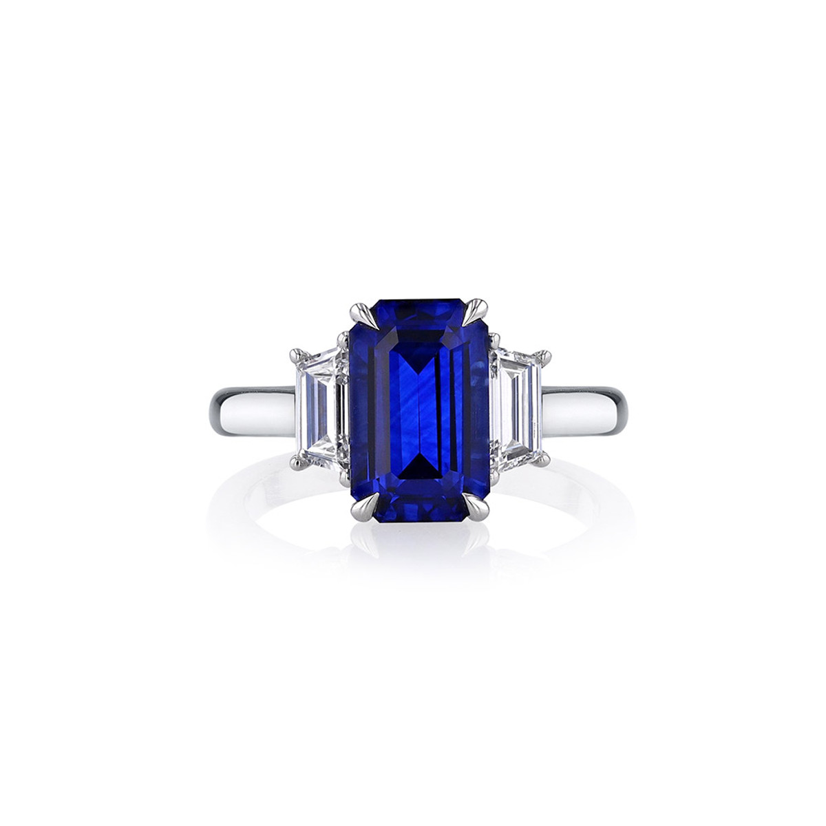 Hyde Park Collection Platinum Sapphire and Diamond Ring-58003 Product Image