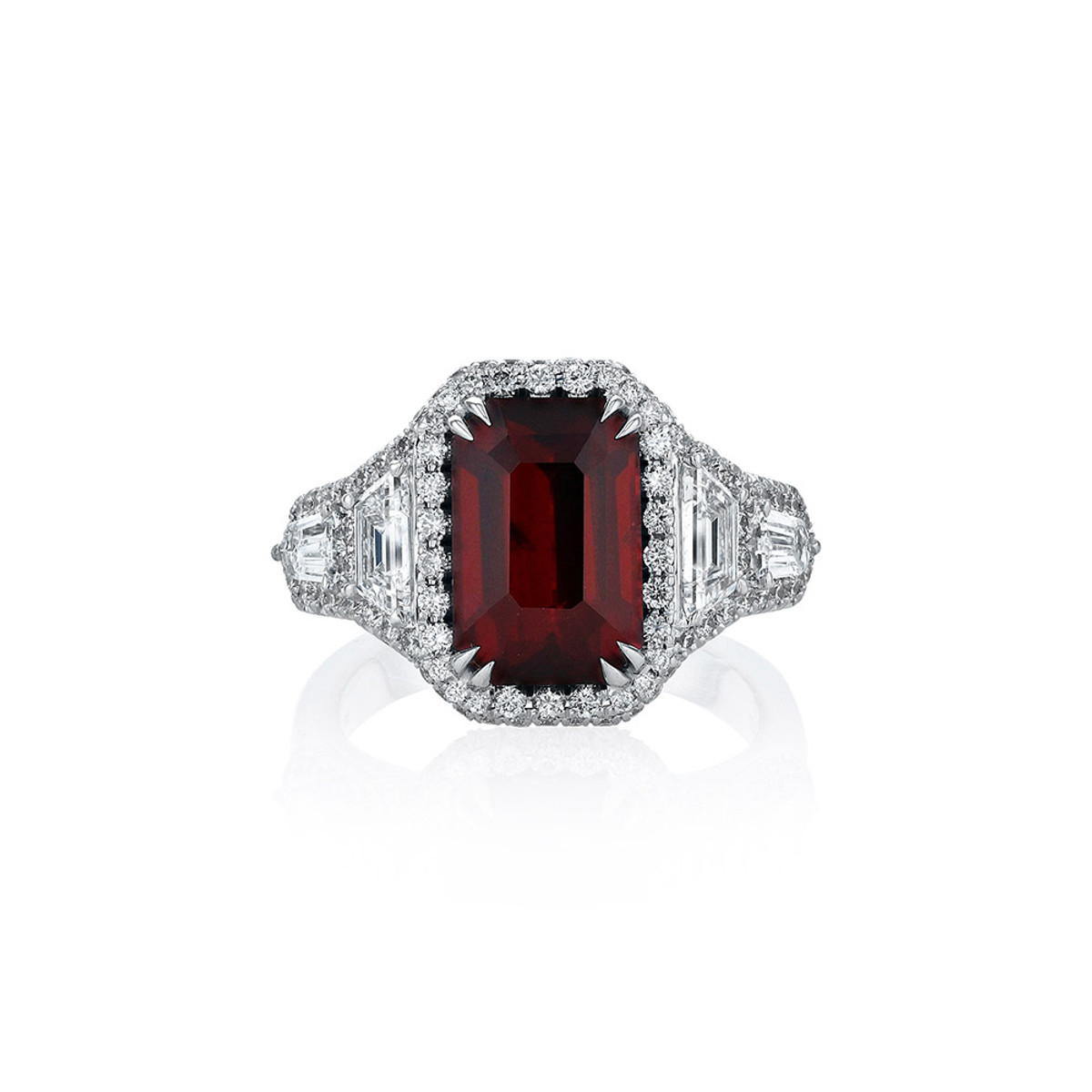 Hyde Park Collection Platinum Ruby and Diamond Halo Ring-58177