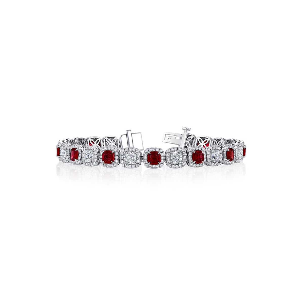 Hyde Park Collection Platinum Ruby and Diamond Line Bracelet-58367 Product Image
