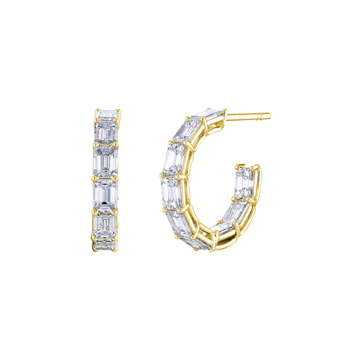 Hyde Park Collection 18K Yellow Gold Diamond Hoop Earrings-59195 Product Image
