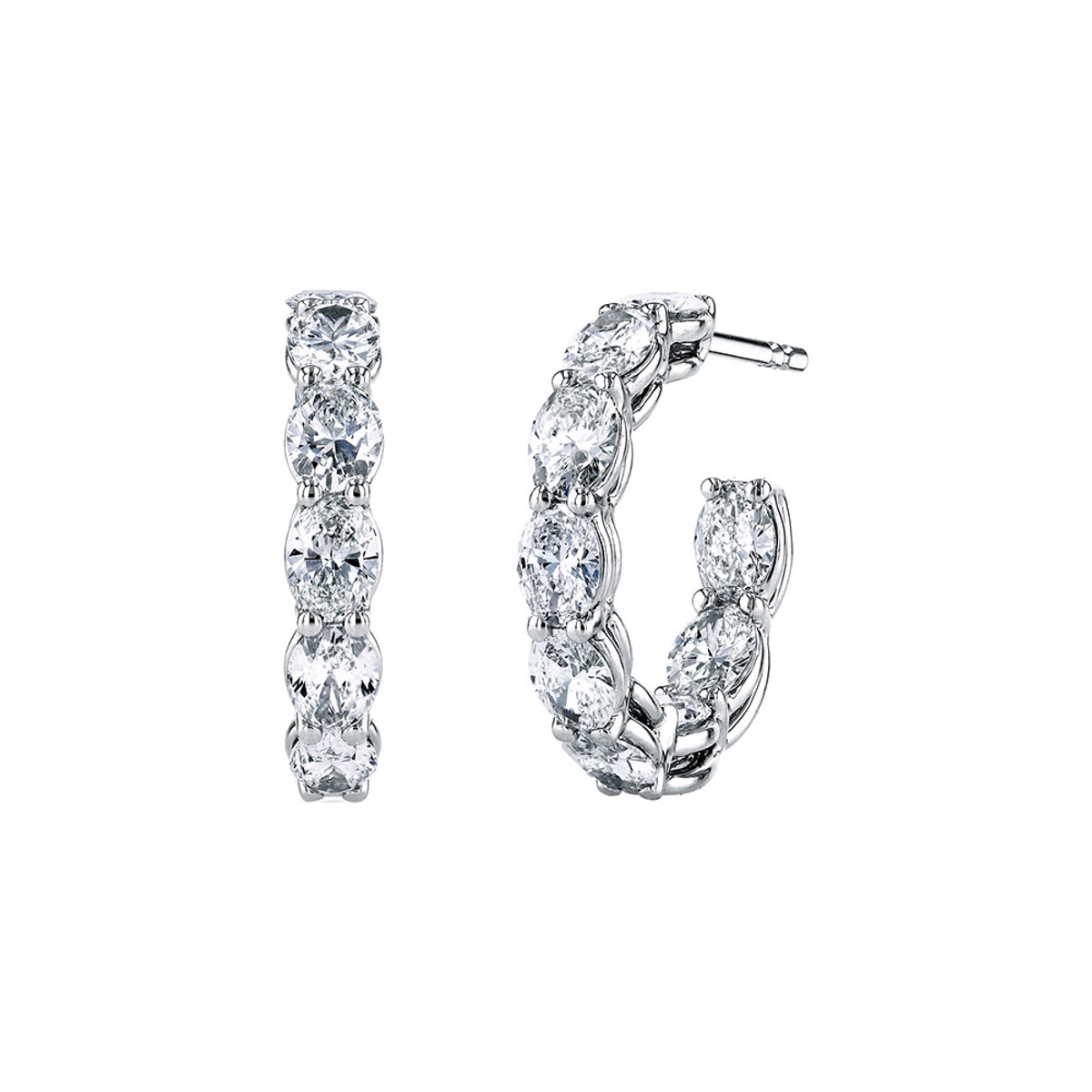Hyde Park Collection 18K White Gold Diamond Hoop Earrings-59193 Product Image