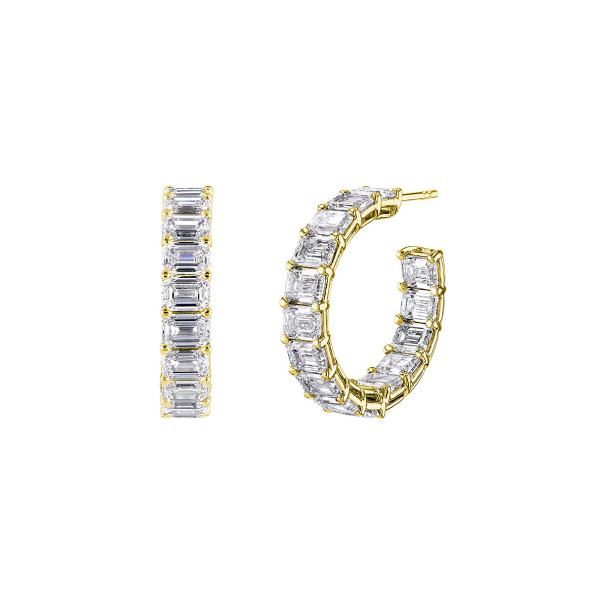 Hyde Park Collection 18K Yellow Gold Diamond Hoop Earrings-59194 Product Image