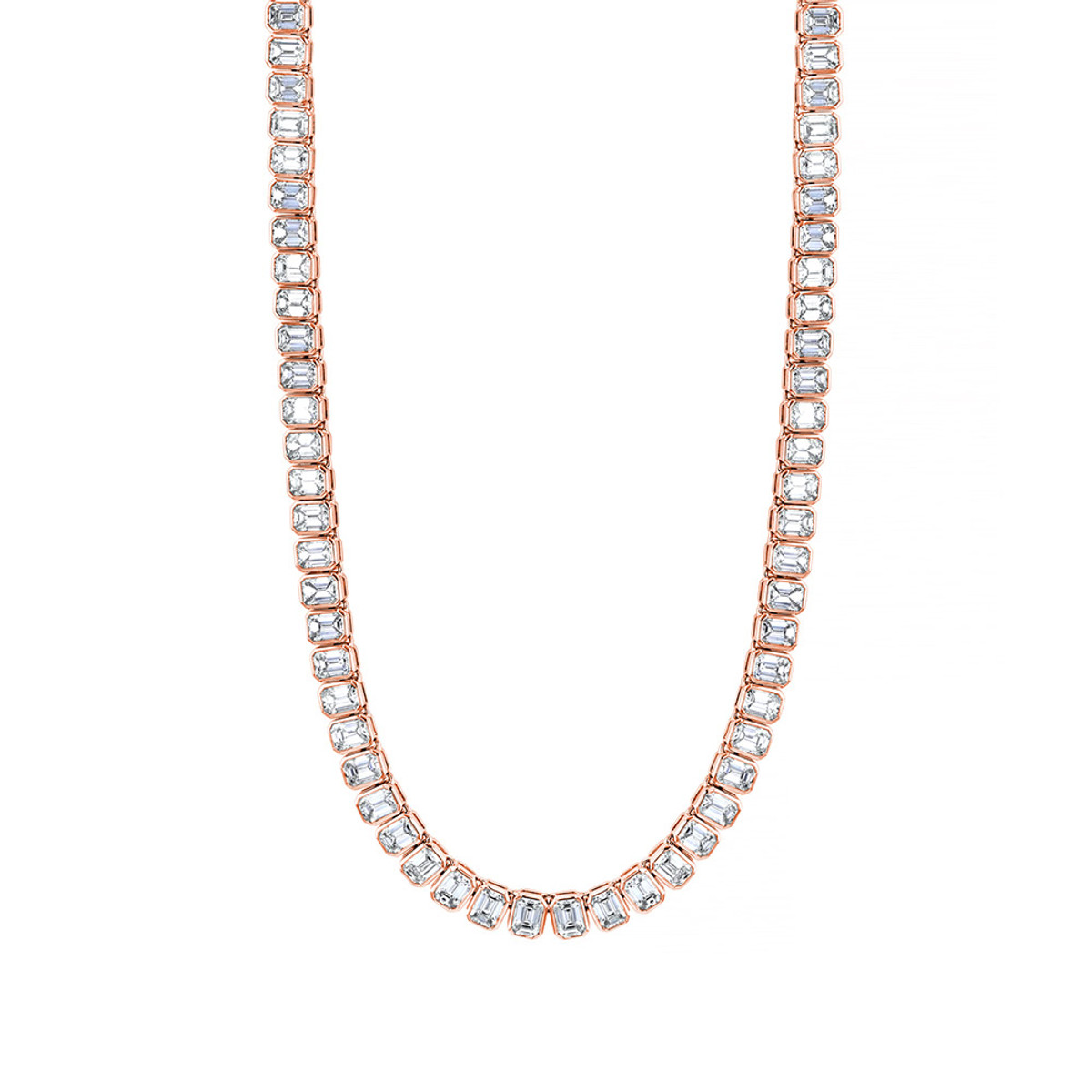 Hyde Park Collection 18K Rose Gold Diamond Line Necklace-59200 Product Image