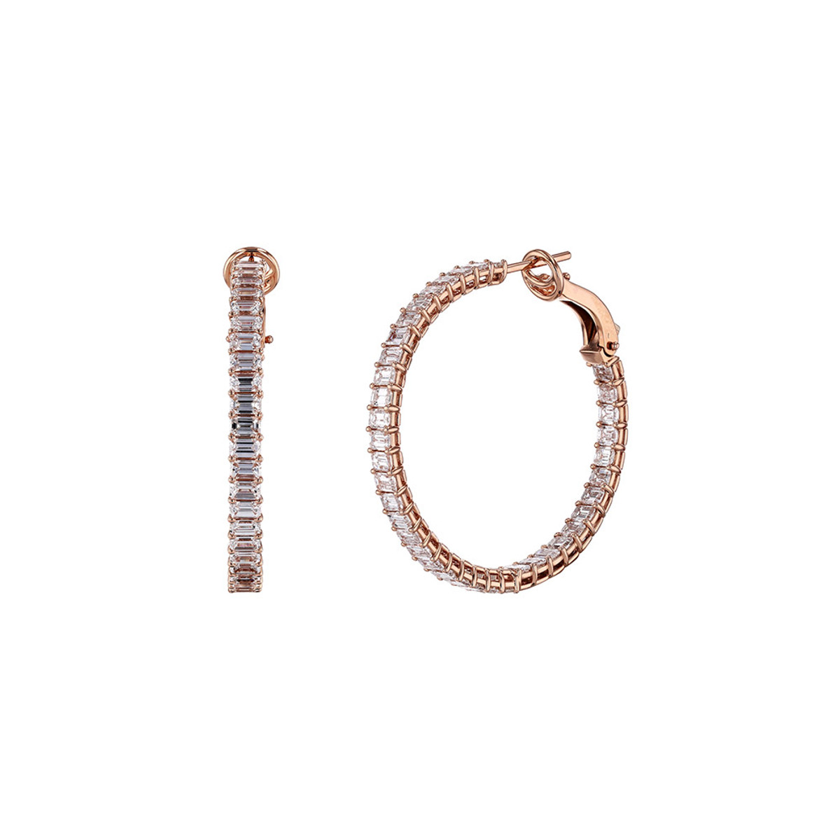 Hyde Park Collection 18 K Rose Gold Diamond Hoop Earrings-59196