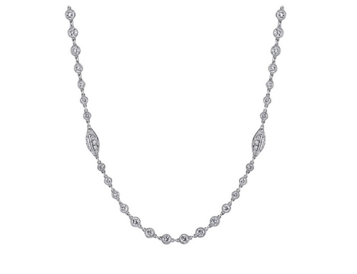 Hyde Park Collection Platinum Diamond Station Necklace-59720 Product Image