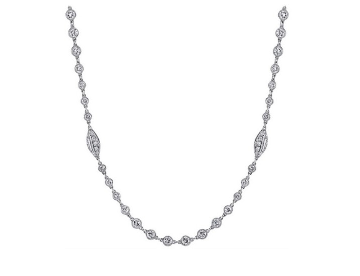 Hyde Park Collection Platinum Diamond Station Necklace-59720