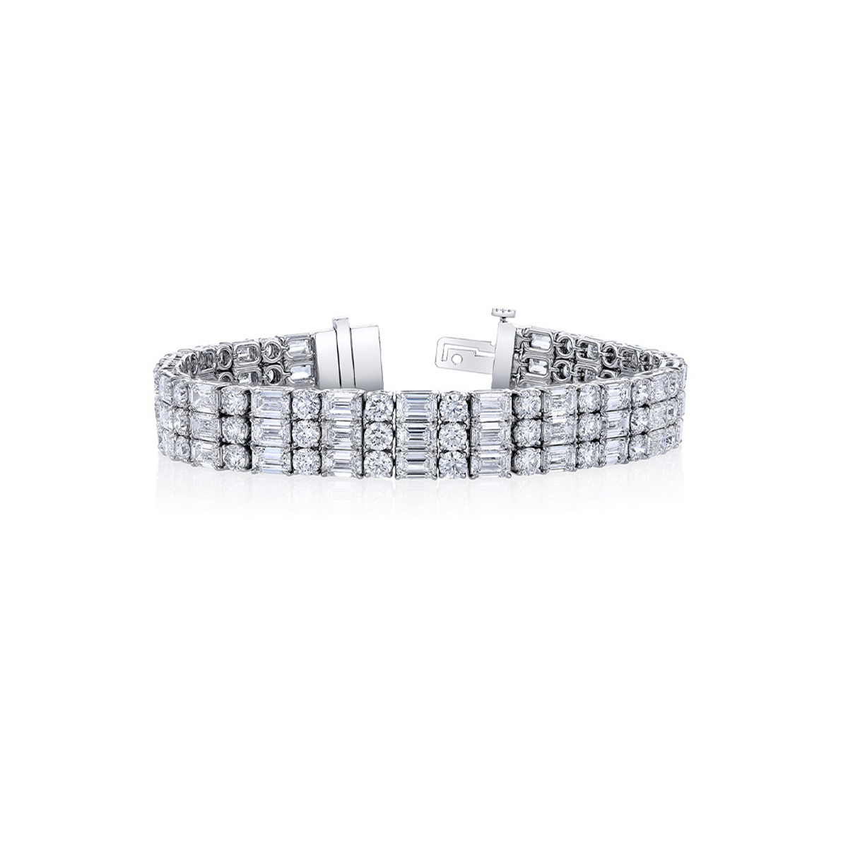 Hyde Park Collection Platinum 3-Row Diamond Line Bracelet-59713