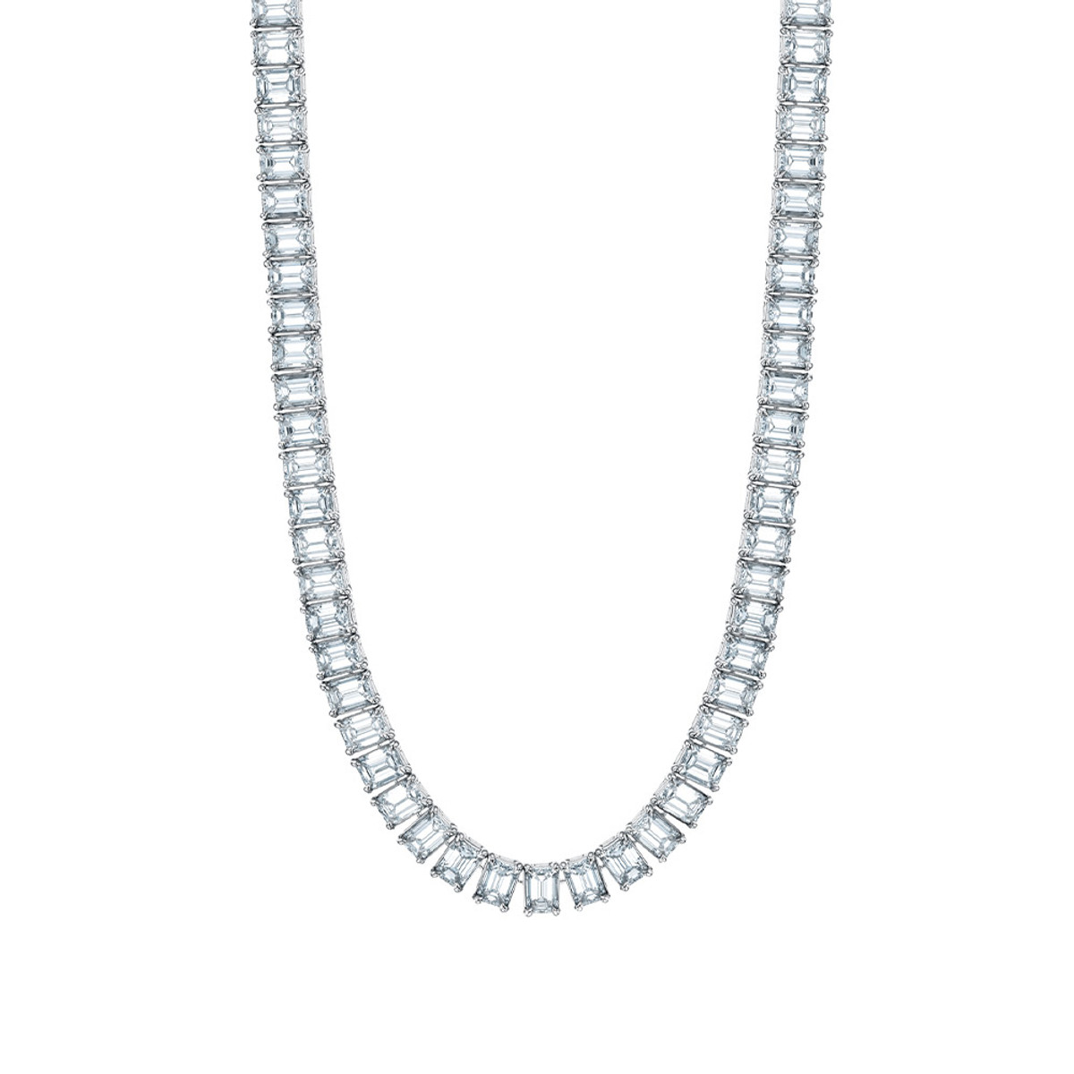 Hyde Park Collection Platinum Diamond Line Necklace-59618