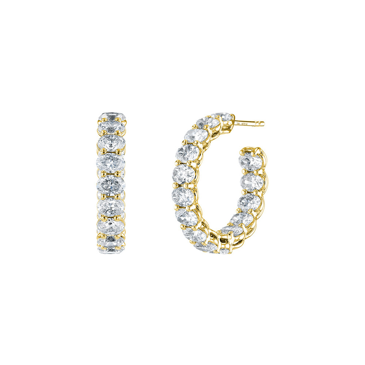 Hyde Park Collection 18K Yellow Gold Diamond Hoop Earrings-59696